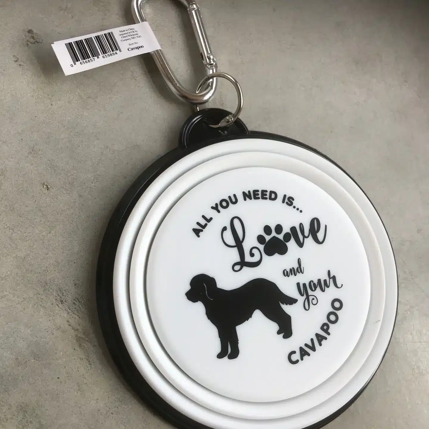 84d748f68b0d0a439f9a6257fc85aeb59f360fd2cad587000c098bde97c1706b Cavapoo Travel Pet Bowl - Image 1