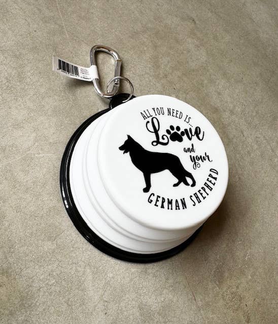 original (8) German Shepherd Travel Pet Bowl - Image 1
