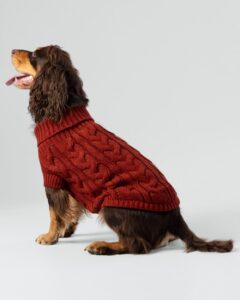 cable knit pullover red